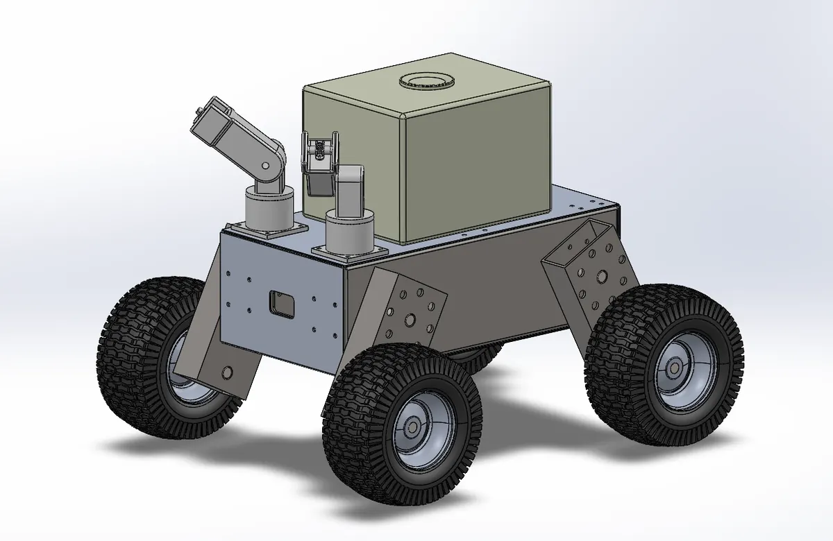 3D CAD design of the greenhouse spraying robot